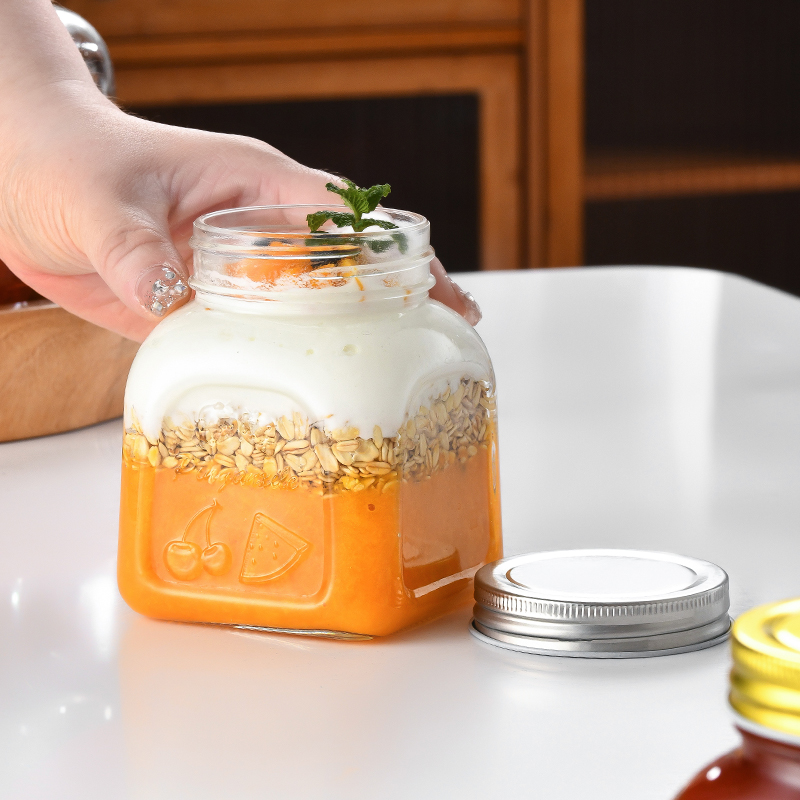 Clear 25oz Walnuts Spice Food Peanut Butter Sauce Storage Container 750ml Square Round Fruit Jam Glass Jar