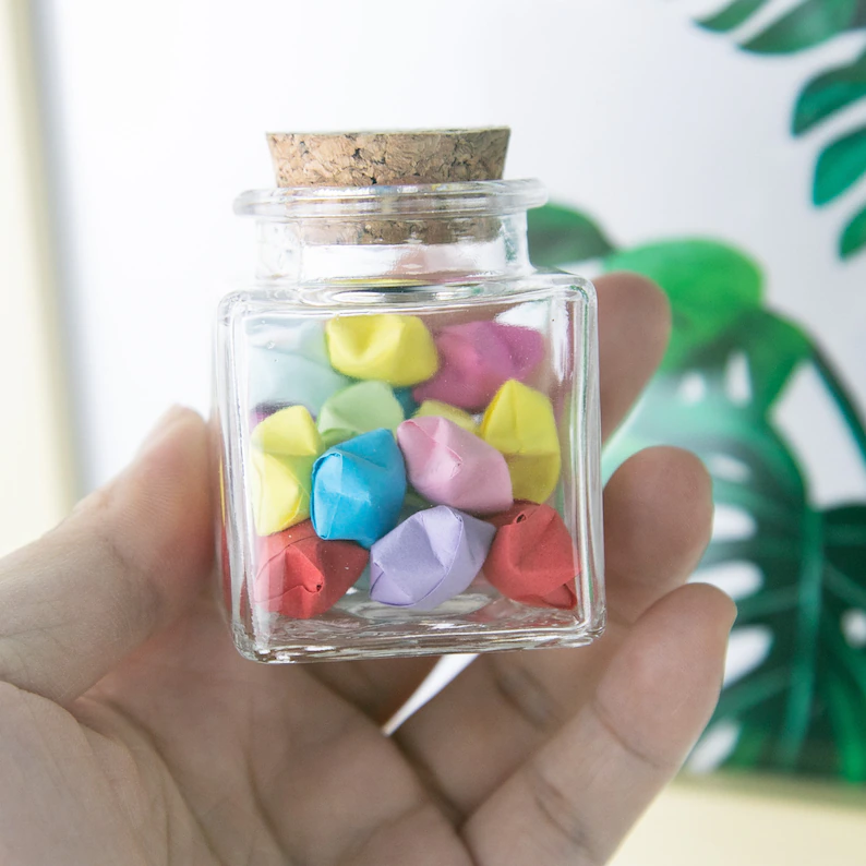 Wholesale 50ml Mini Square Glass Favor Jar With Cork Stopper for Candy and Spice