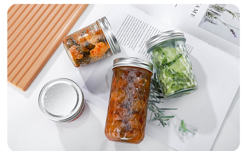 Various Size Caviar Glass Jar Wide Mouth 100ml 200ml 250ml 300ml 350ml 500ml 650ml With Metal Lid