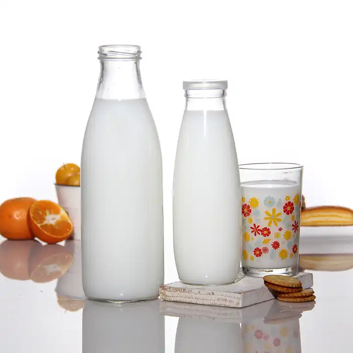 250ml 300ml 500ml 750ml 1l Clear Juice Glass Milk Bottle With Metal Lid