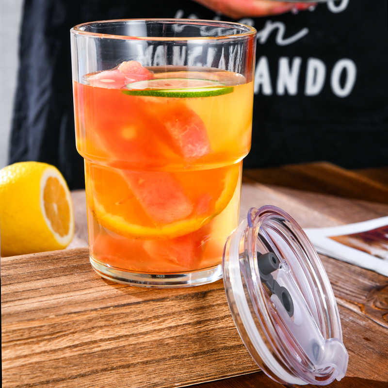 Wholesale Cheaper Clear Blank Drinking Tumbler Coffee Cup With Silicone Sleeve With Bamboo Lid and Straw Travel Glass Mug Cup