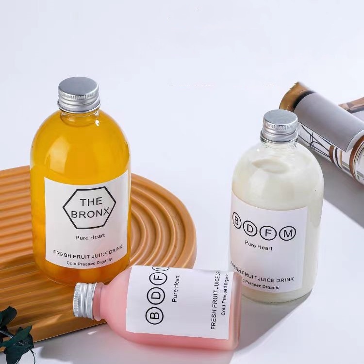 Recyclable 150ml 280ml 350ml 500ml Juice Boston Round Drinking/ Tea/Milk Tea/ Kombucha Beverage Glass Bottle