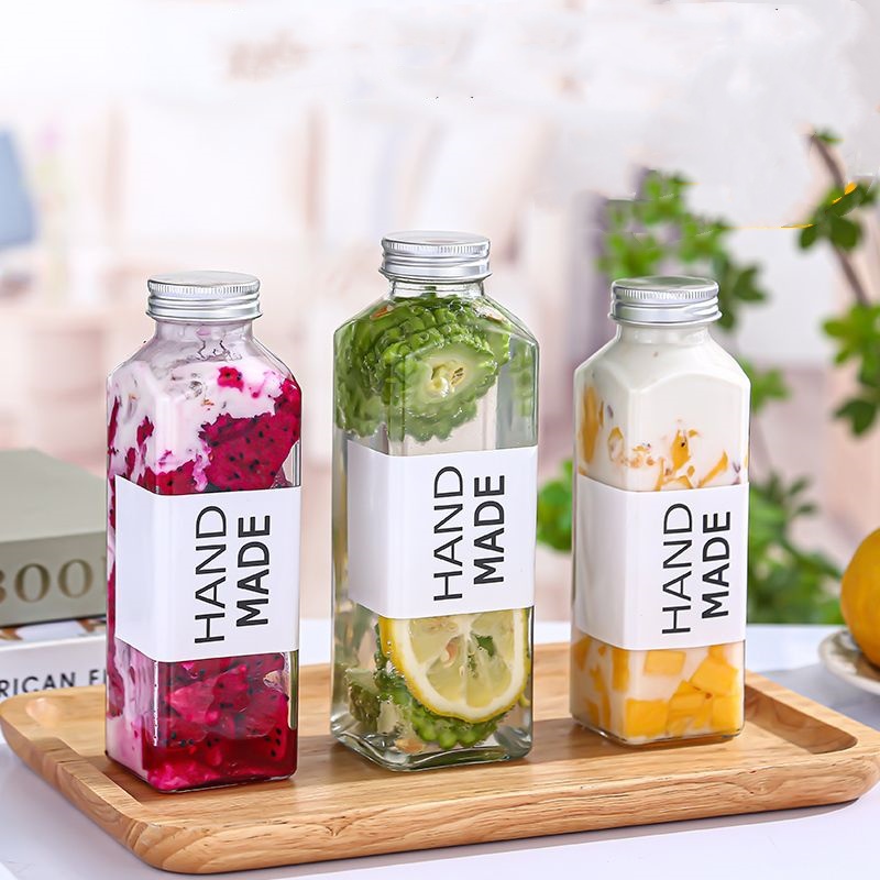 Recyclable Round Glass Juice Bottle 250ml 500ml 750ml 1000ml Drinking Beverage Glass Bottle for Juice With Cap