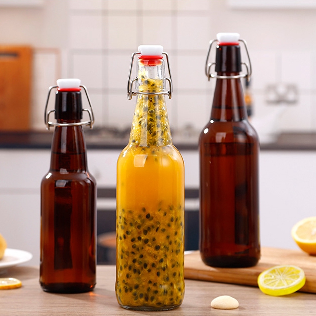 500ml 16 oz 750ML Swing Top Recyclable Kombucha Fermenting Amber Glass Beer Vodka Bottles With Flip Swing Top Caps