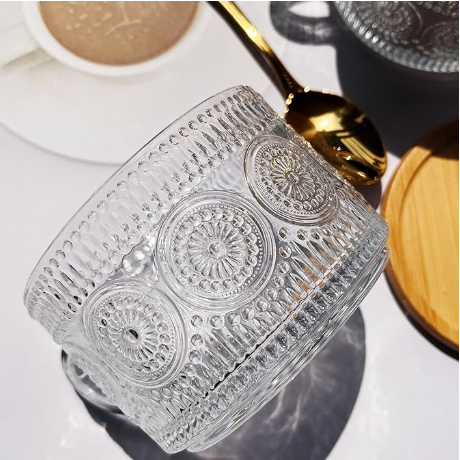 15 Oz Glass Jumbo Coffee Cups Clear Glass Coffee Mug With Handle for Cappuccino,Coffee,Latte,Cereal,Milk
