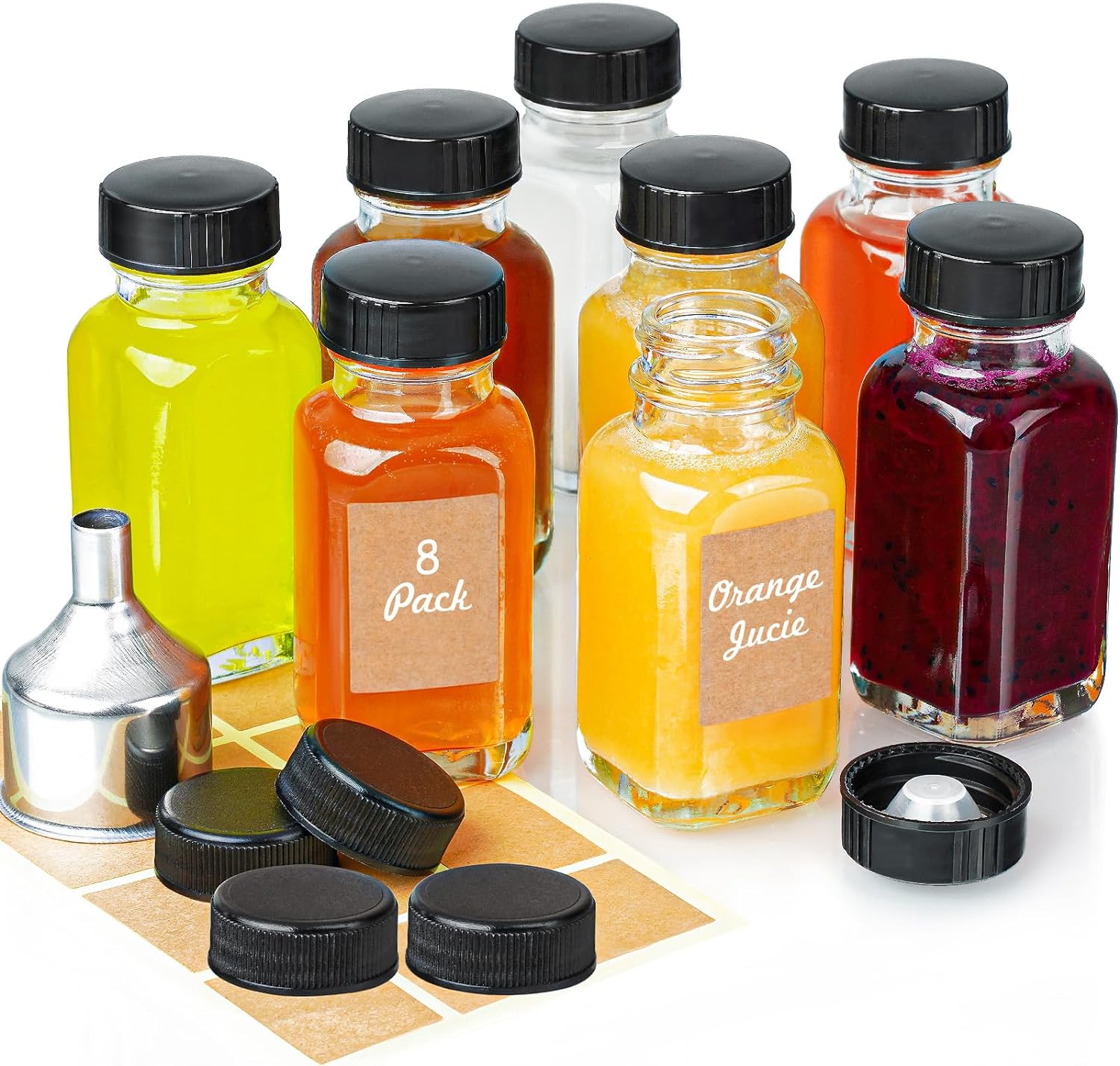 1shot Glass Bottle 2oz Small Sample Bottle 60ml Juice Glass Bottle With Aluminum Plastic Tamper Proof Lid