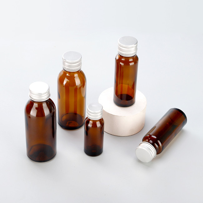 Straight Sided Tawny Dark Brown Glass Bottles 20ml 30ml 50 ml Glass Syrup Bottles With Tamper-Evident Cap