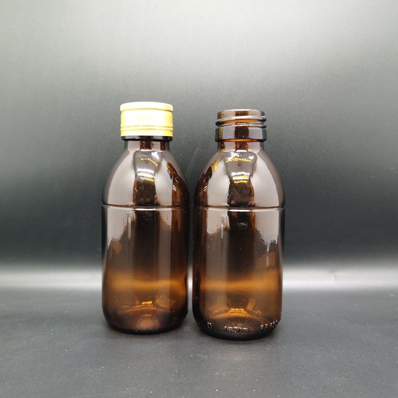 125ml Amber Glass Bottle With 100ml Read Line for Syrup, Liquid Medicine, Beverage
