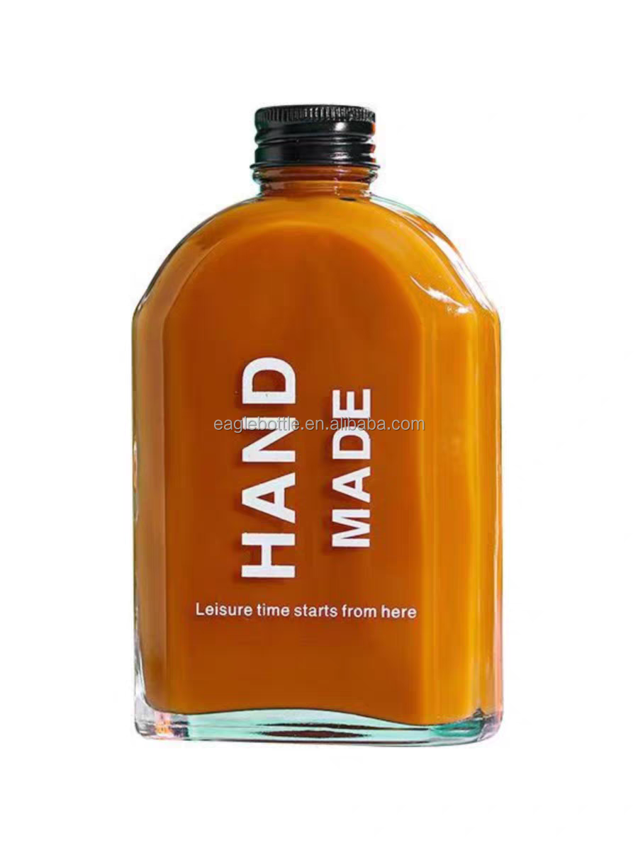 350ml 500ml Hot Sell Flat Small Juice Bottle Mini Wine Bottle Beverage Coffee Tea Bottle