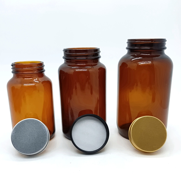 OEM Wide Mouth Amber Capsule Glass Medicine Pill Packaging Bottles With Screen Printing Surface Handling