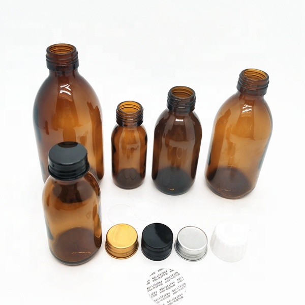 Factory-Made Amber Glass Bottles with Screw Lids for Medicine Vials Powder Reagents Containers Chemical Use