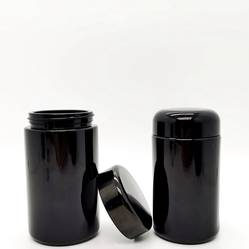 Hot Sale Airtight 100ml 200ml 250ml 500ml 1000ml Dark Violet Glass Jars Black Plastic Screw Cap Elegant Packaging Best Seller
