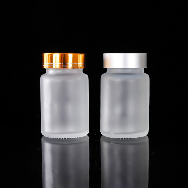 Cheap Price 60cc 100cc 200cc clear Frosted Glass Pill Supplement Capsule Bottle With Aluminum Lid Safety Seal