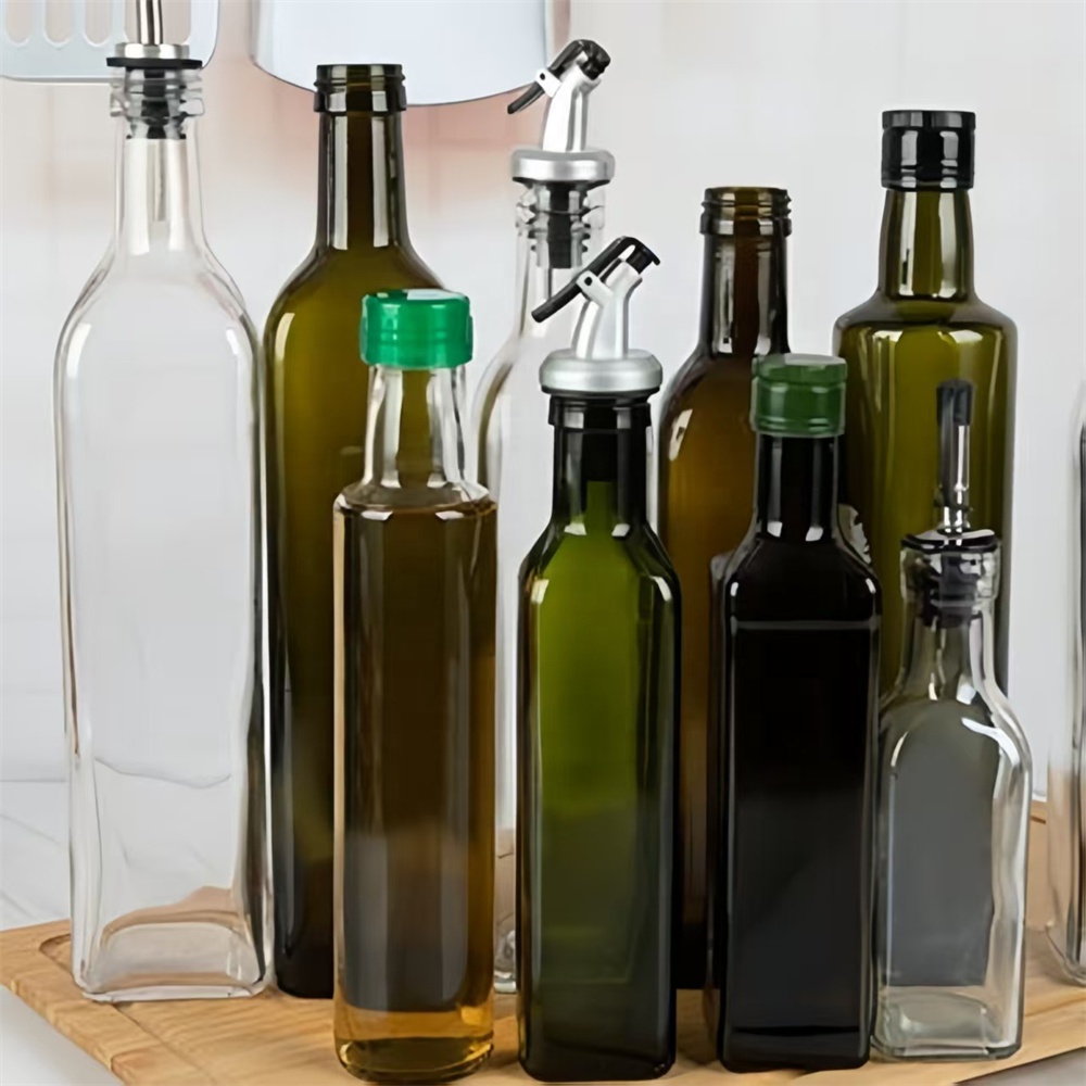 Luxury 500 ml and 1l Dark Green Olive Oil Bottle Glass Olive Oil Bottle and Vinegar Cooking Oil Packing Bottle 100cl 25cl