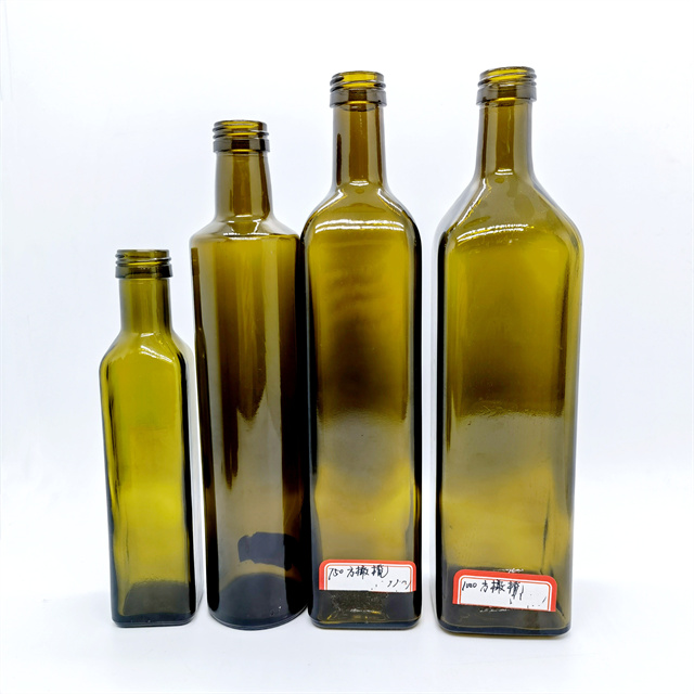 100ml 150ml 250ml 500ml 750ml 1000ml Clear Green Square Glass Olive Oil Bottle With Screw Cap