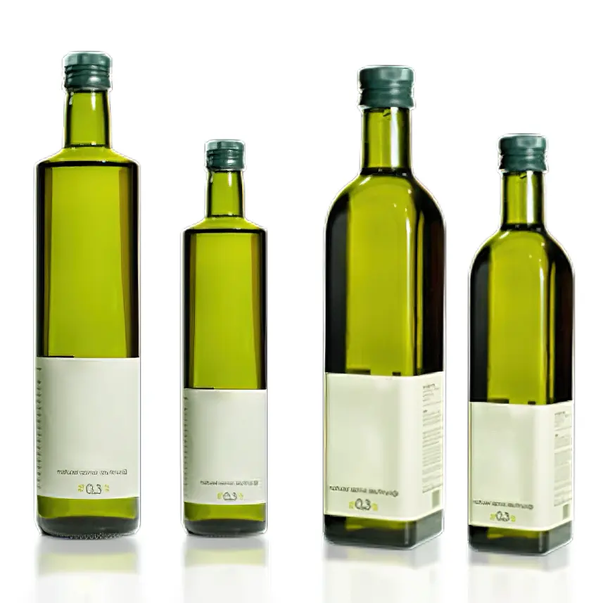 250ml 500ml 750ml 1000ml Food Grade Olive Oil Glass Bottles Dark Green Square Empty Packaging for Olive Oil