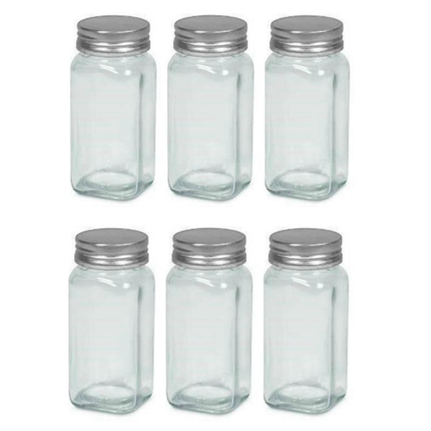Glass Spice Jars Bottles 4oz Empty Square Spice Containers With Shaker Lids and Airtight Metal Factory Price Glass Bottle Glass Jar