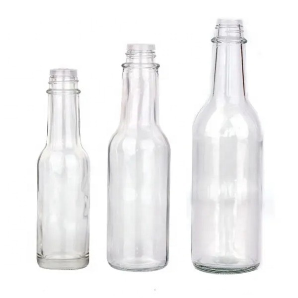 Custom Logo 3oz-8oz Clear Glass Hot Sauce Bottles Tamper-proof Screw Metal Lids Hot Stamping BBQ Storage 90 150 250ml Capacity