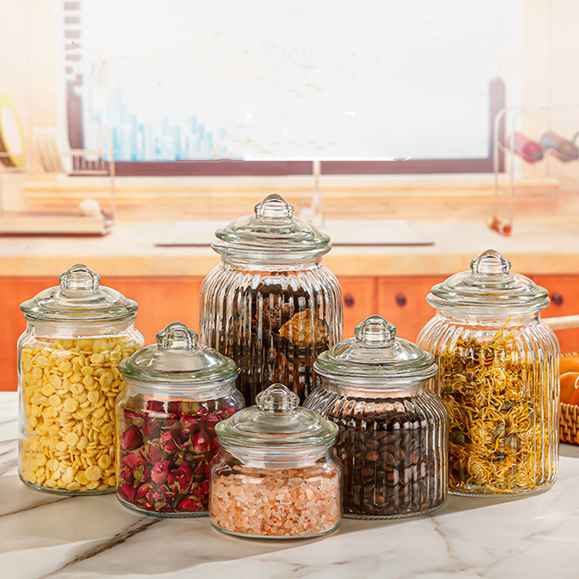 Factory High Quality Sealed Glass Storage Jars 350ml 650ml 1350ml Sizes Economy Storage Bottles Screen Printing Lid Wholesale
