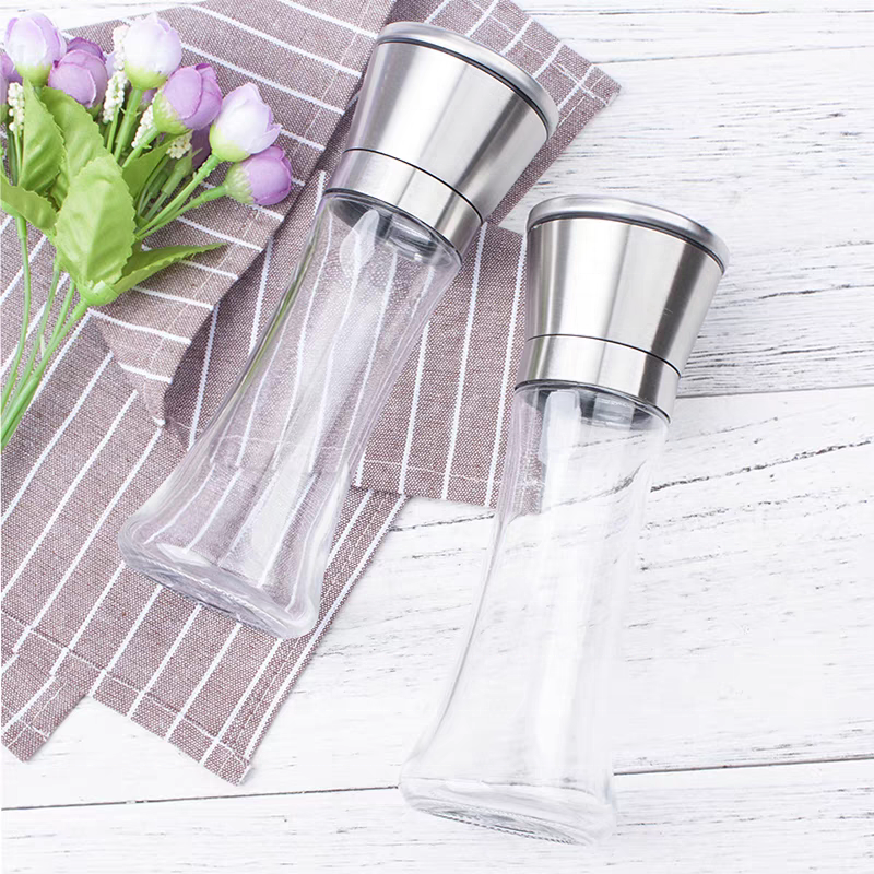 150ml 180ml Pepper Mill Grinder Stainless Steel Cap Manual Salt Pepper Glass Bottle Seasoning Kitchen Grinding for Cooking