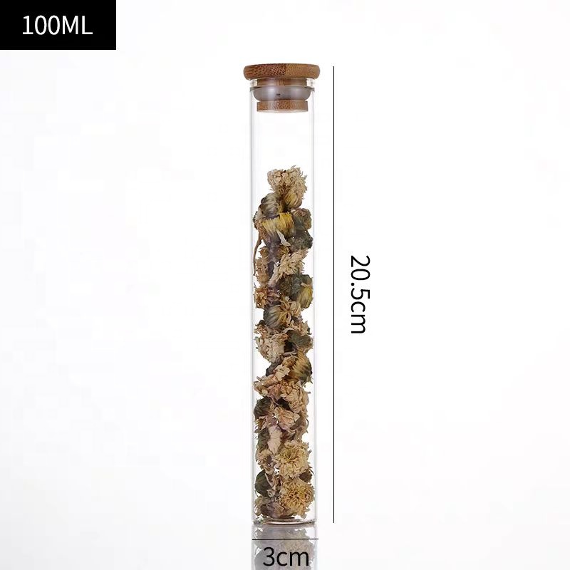 30 Mm Mini High Borosilicate Glass Jar With Bamboo Lids Small Capacity Tea Glass Pot Cordyceps Sinensis Bottle