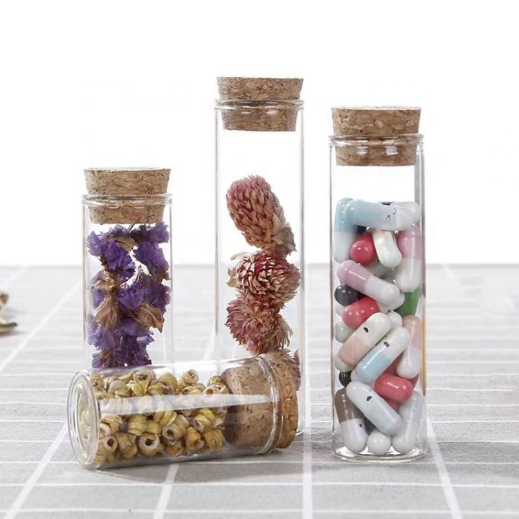 Wholesale Clear Transparent Glass Test Tubes With Bamboo Cap for Product Packaging