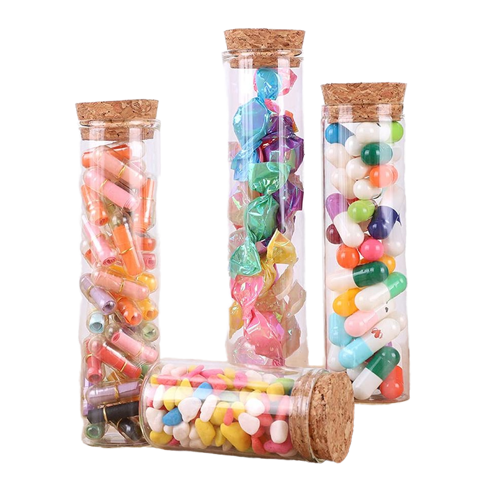 Borosilicate 10ml 15ml 20ml 25ml Mini Clear Glass Test Wishing/Tube Bottle With Cork Lid for Gift Tube Corked Jars Bottles
