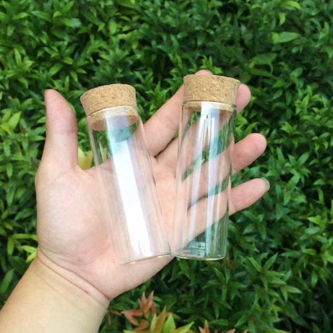 Transparent Borosilicate 37mm Glass Test Tube Bottle Cork Round Straight Cylinder Bottle Scented Tea Powder Bottle in Stock