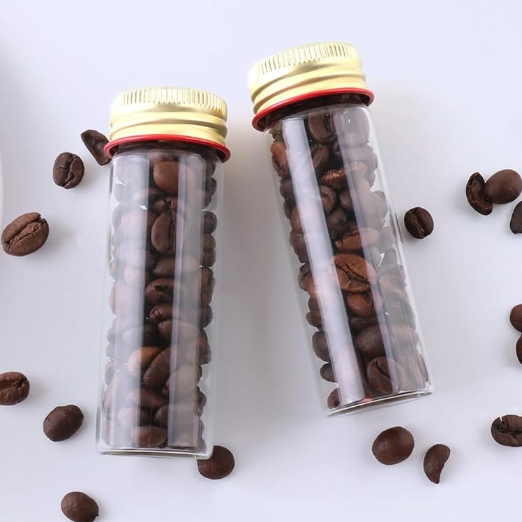 Scientific Sample Tubes 25ml With Screw Aluminum Caps, Small Spice Containers 1oz 3.3 Borosilicate Glass Tubes for Candy , Bean