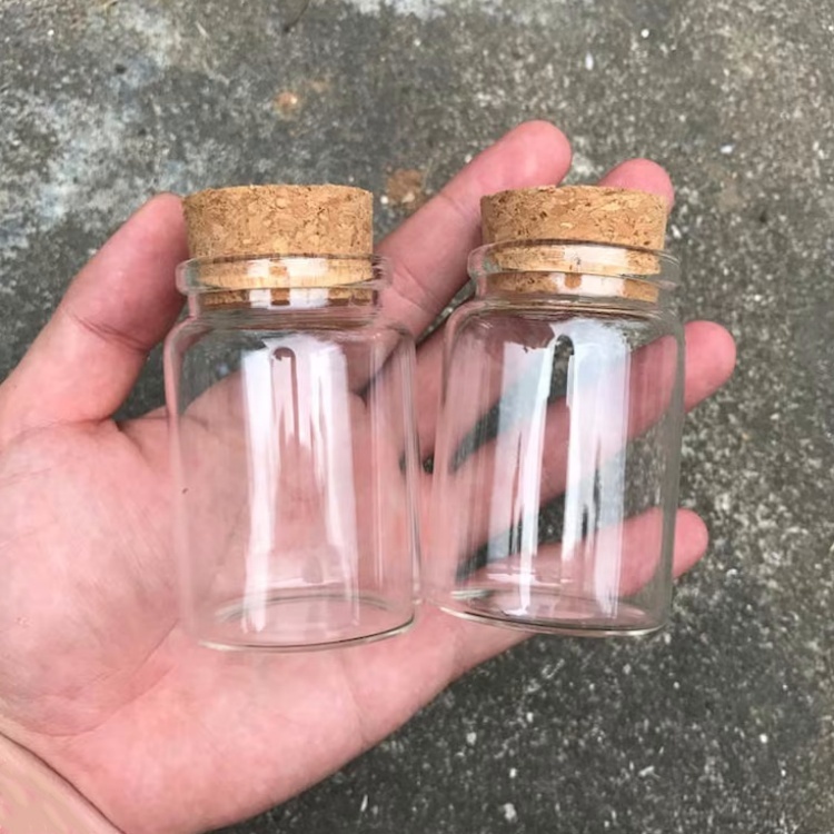 In Stock Customize Diameter 47mm 80ml Diy Cosmetic Bath Salt Tube Glass Jar/bottle With Cork or Bamboo Lids