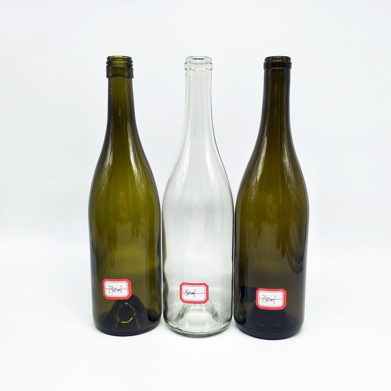 High Quality 750ml Antique Green Bordeaux Wine Glass Bottle With Cork Mouth