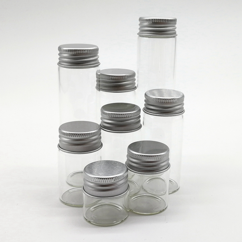 Wholesale Clear Transparent Glass Vials Aluminum Screw Cap Test Tubes for Product Packaging