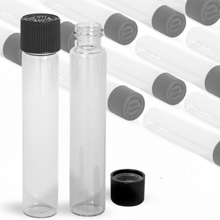 Glass Pr Roll Tubes Ribbed Cap 115mm Smell Proof Ci Gar Holder Bottle Rolled Tube With Child-Resistant Screw Top