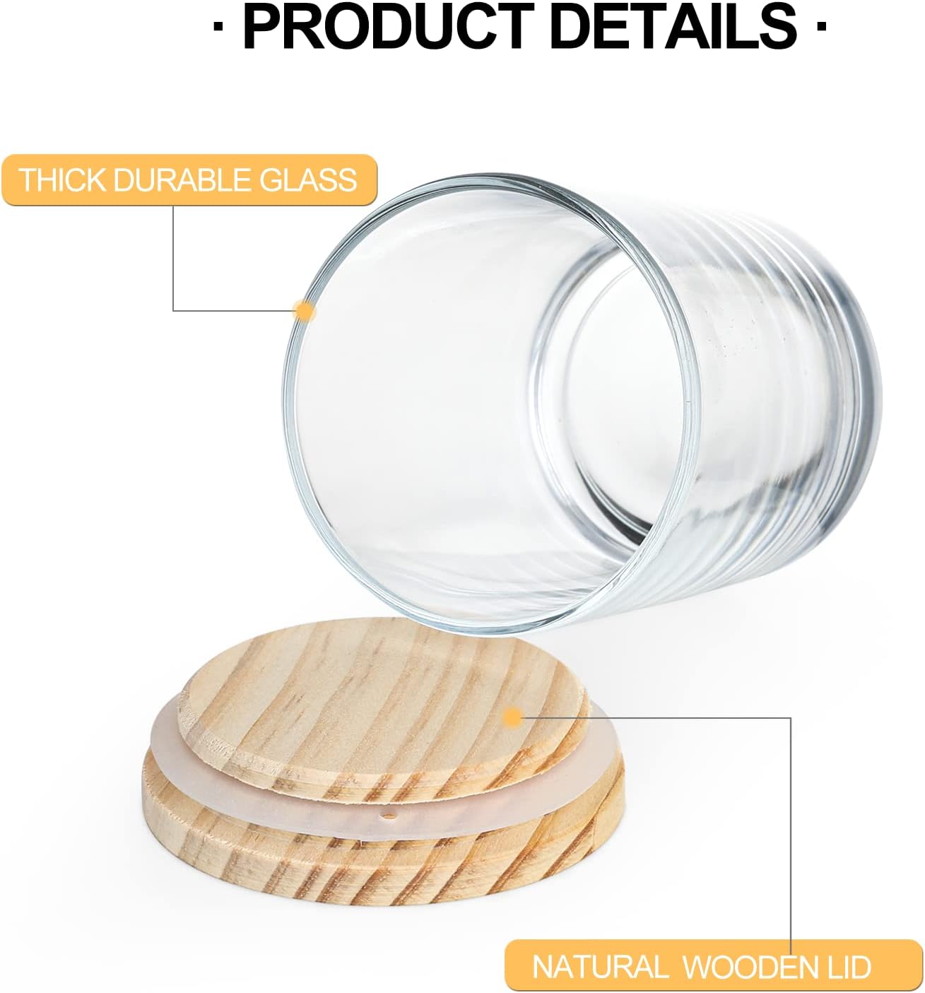 Colorful Wide Mouth Unique Christmas Candle Jars 7oz Empty Clear Glass Candle Jar With Real Bamboo Wooden Lids