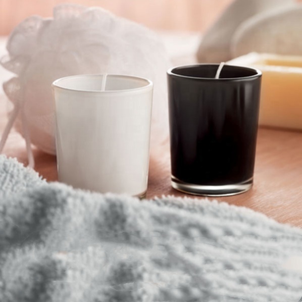 Luxury 4 oz 6oz 8oz Empty White Black Bulk Small Glass Candle Jars With Bamboo Lid, Empty Candle Jars Candle Containers