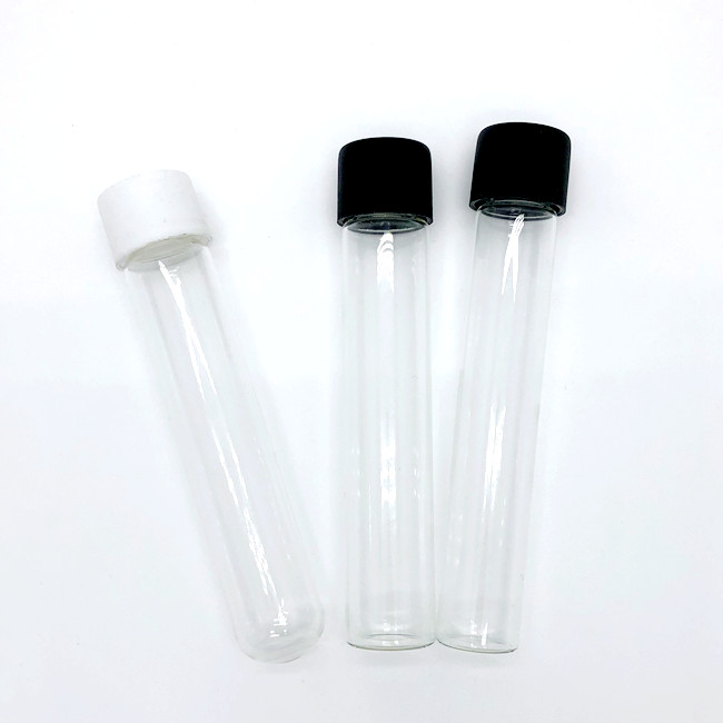 115mm Glass Roll Packaging  Airtight Glass test Tubes With Black Smooth Child Resistant Screw Cap