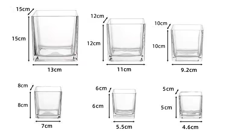 Wholesale Square Glass Candle Vessel Holder Decorated Modern Eco Friendly Straight Sided Scented Clear Square Candles Jars