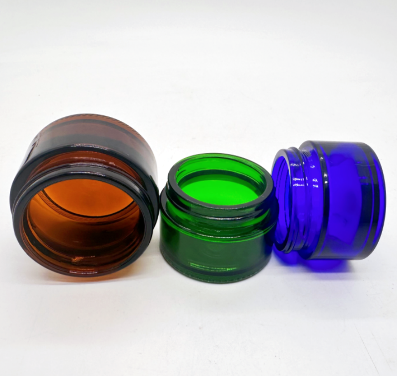 4oz 8oz  Luxury Clear Amber Blue Clear Reusable Empty Glass Candle Jars With Metal Lid for Candle Making