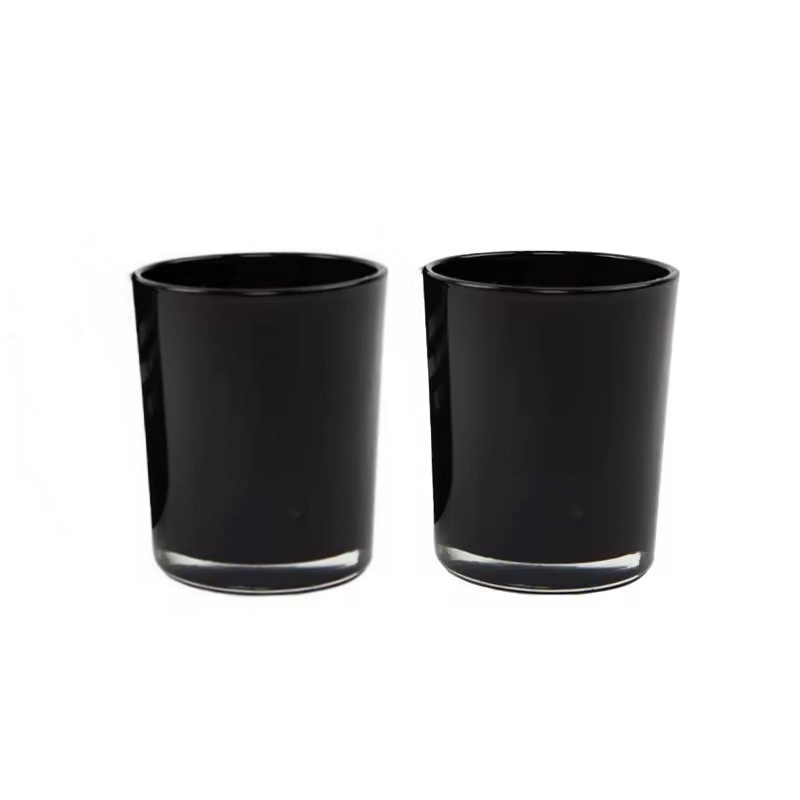 Glossy Black White Frosted Glass Candle Holder Lid Clear Glass Jar for Elegant Candle Display
