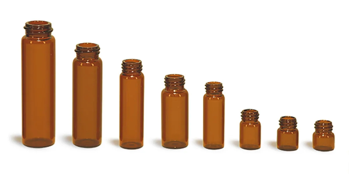 Recyclable 5/8 Dram - 4 Dram Glass Vials, Clear Amber Glass Roll -On Container Oil Vials Bottle W/ Black Screw Cap