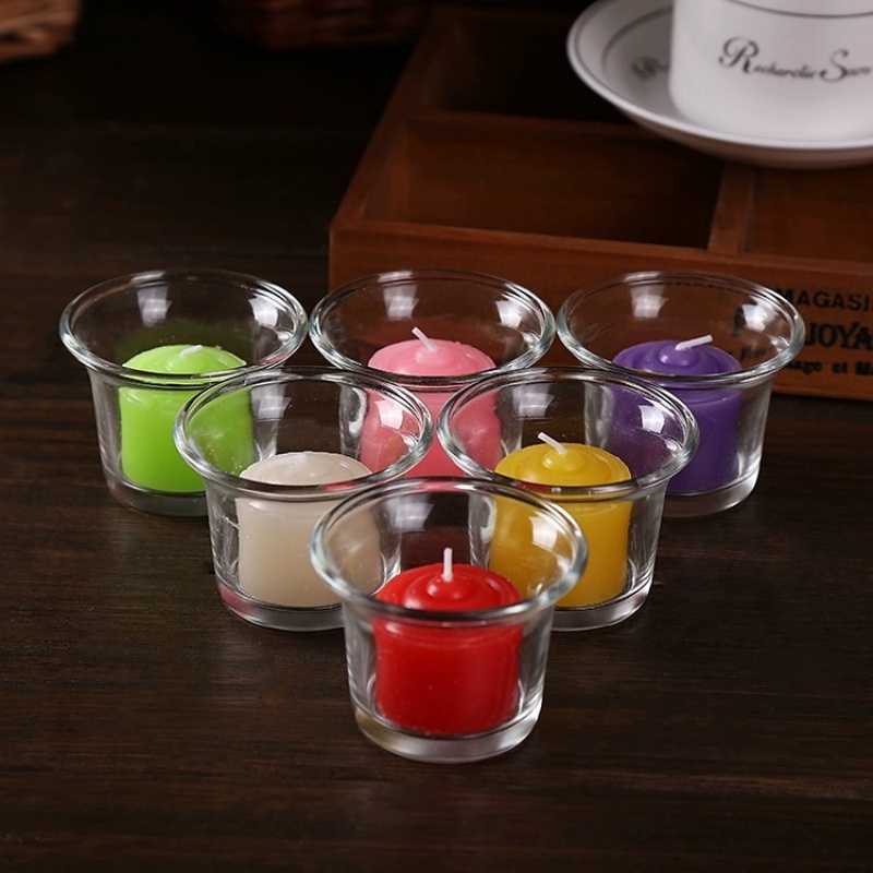 Clear Round Glass Votive Cups With Hot Stamping DIY Aromatherapy Wedding Decorations Empty Small Cups With Cup Holder