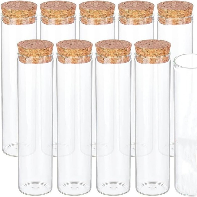 Wishing Glass Bottles Flat Round Bottom Pipe En Verre Glass Test Tube With Cork for Cigar Packing