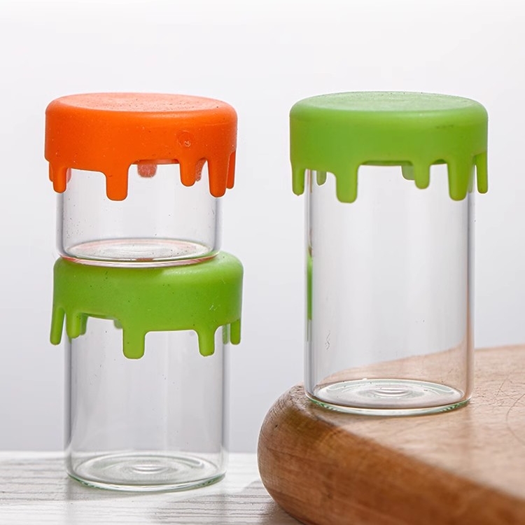 Non Stick Glass Wax Container With Lids Multi Use Storage 6ml Silicone Containers for Oil Cosmetic Lotion Cream