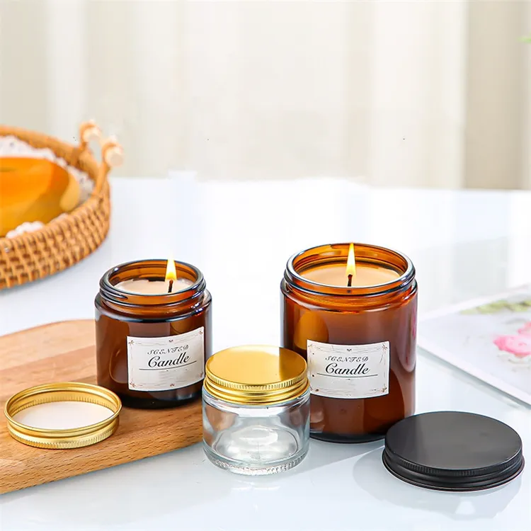 Amber Glass Jar Candle Container 50g 100g 150g 250g