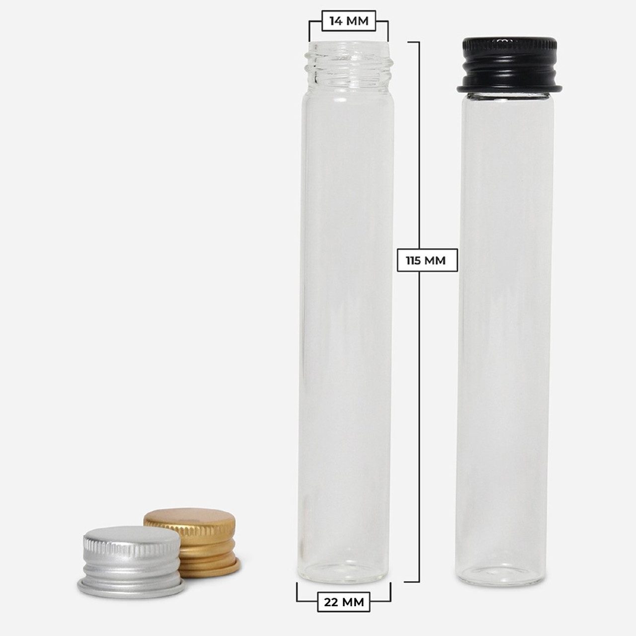 MIni Glass Tube 5ml 10ml 15ml 20ml 25ml 30ml 50ml 60ml 100ml 120ml clear Glass Storage Vial Bottle With Aluminium Screw Cap