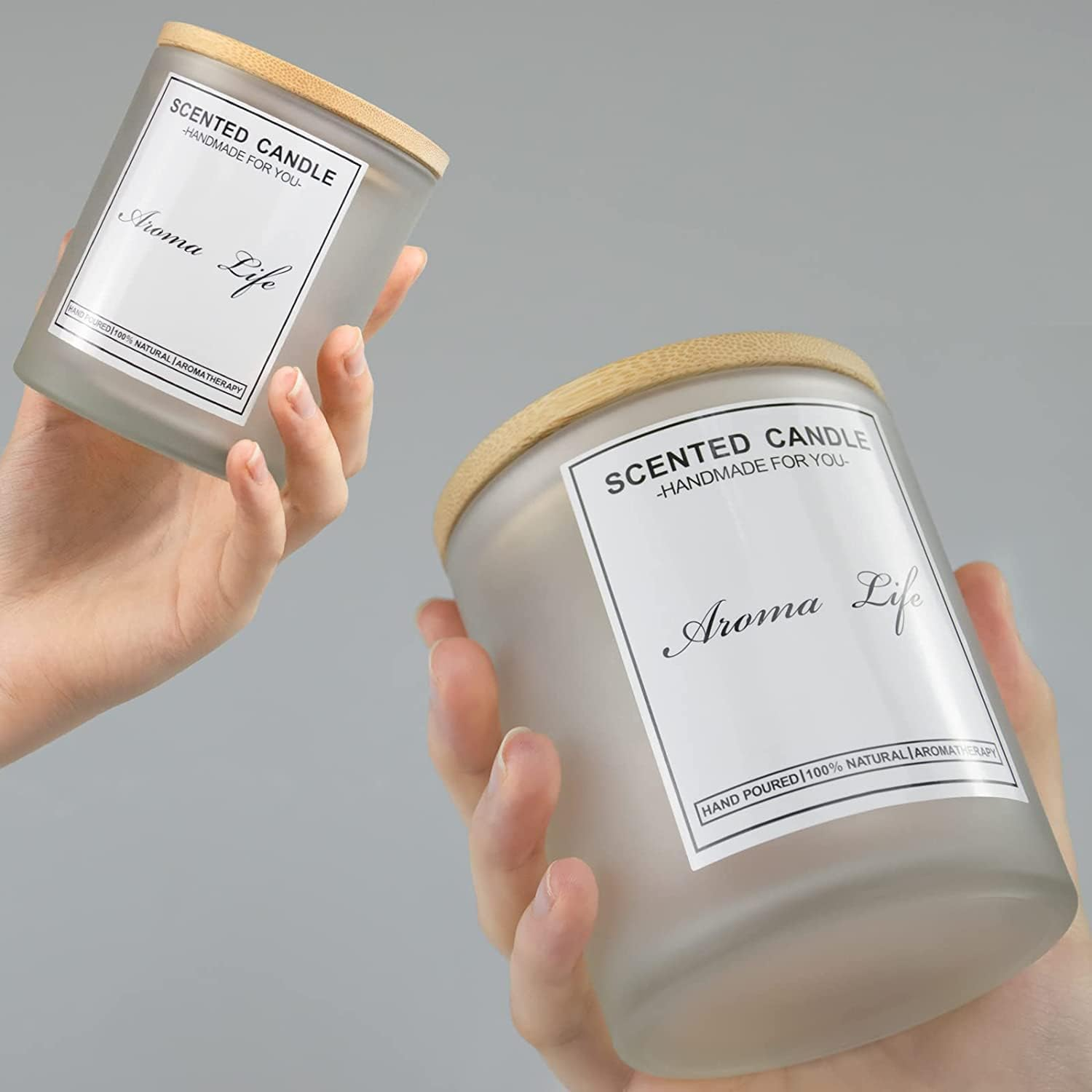 6 Oz 7oz Frosted Colored Glass Candle Jars and Cup With Airtight Bamboo Lids for Making Candles Bulk