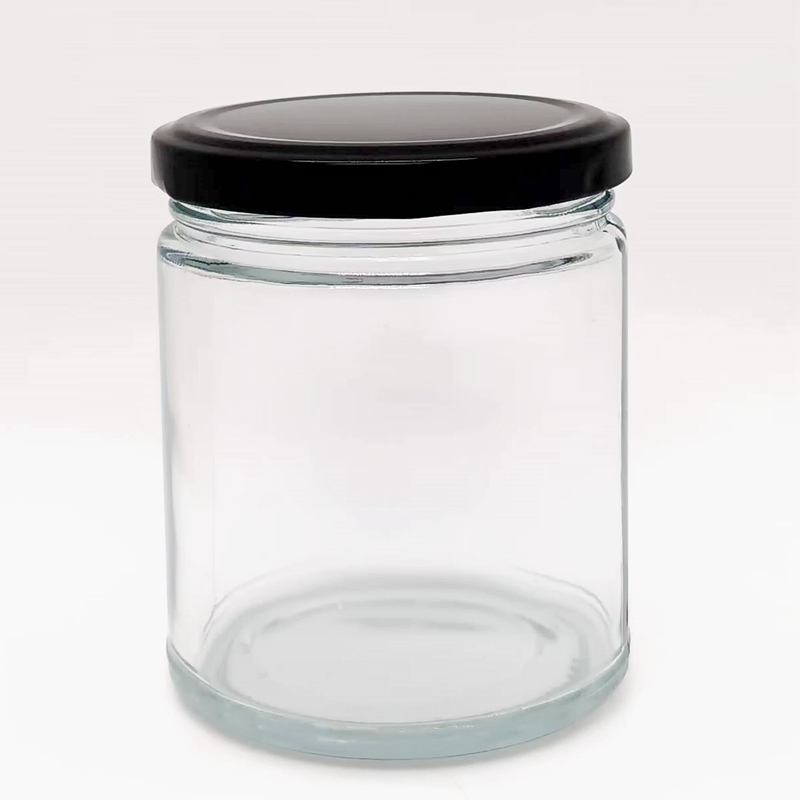 Recyclable 8 oz 9 oz Clear Straight Sided Glass Jar With Gold Lid by Specialty Bottle for Food and Candle