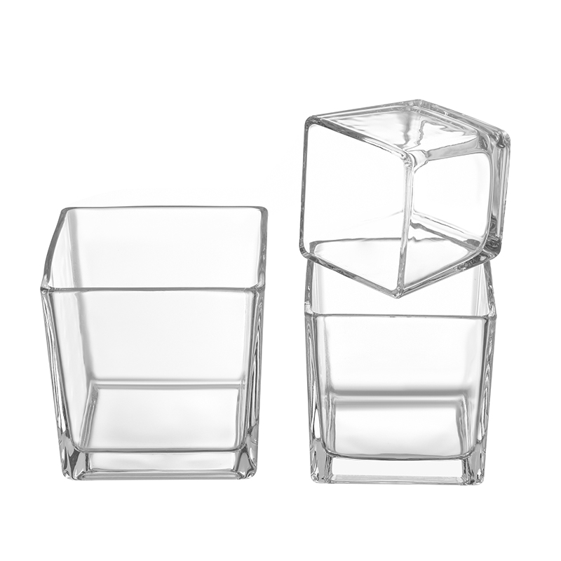 Simple Design Home Decoration Wholesale Cube Plant Flower Vases Square Clear Glass Vase