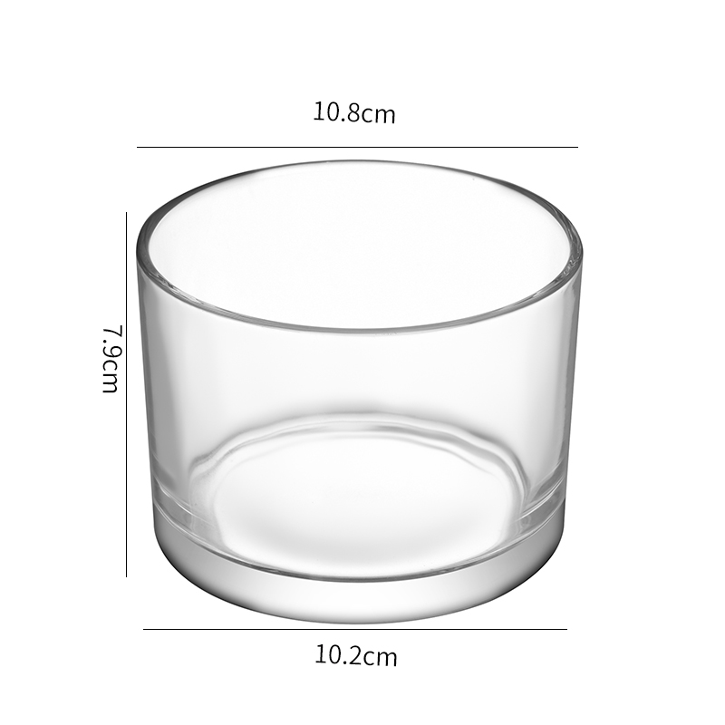 Hot Sale Cylinder Shape Clear 8cm Tall Glass Candle Jar With Bamboo Lid