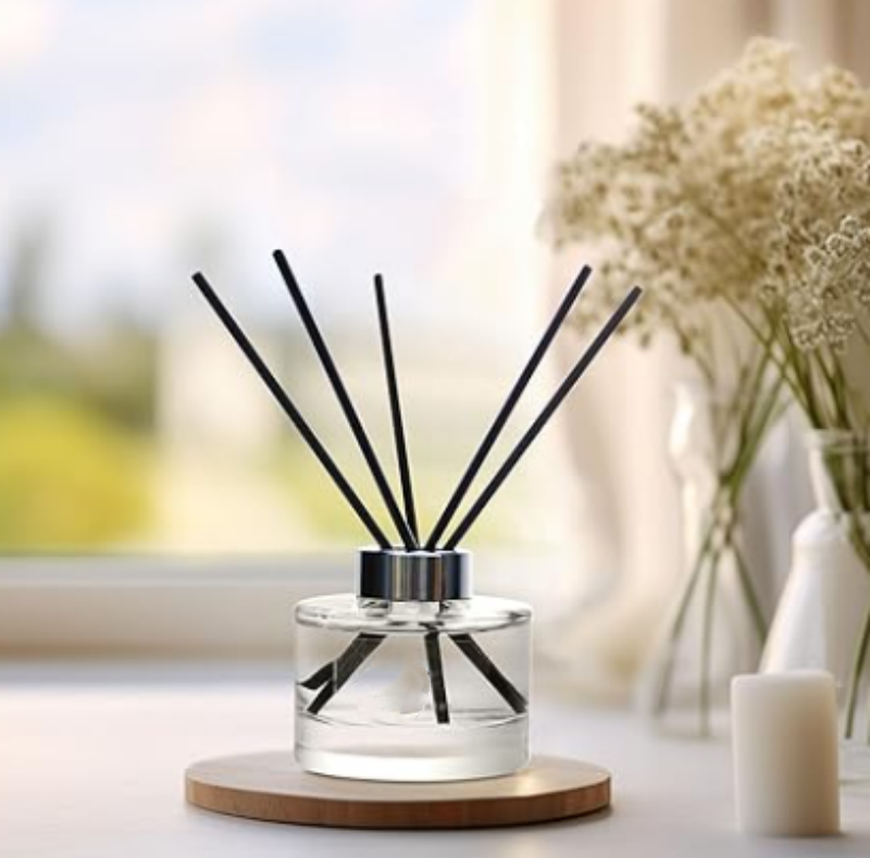 Square Luxury Black Amber Glass 500ml Large Reed Diffuser Bottle Fragrance Glass Bottle for Reed Diffuser With Wooden Lids